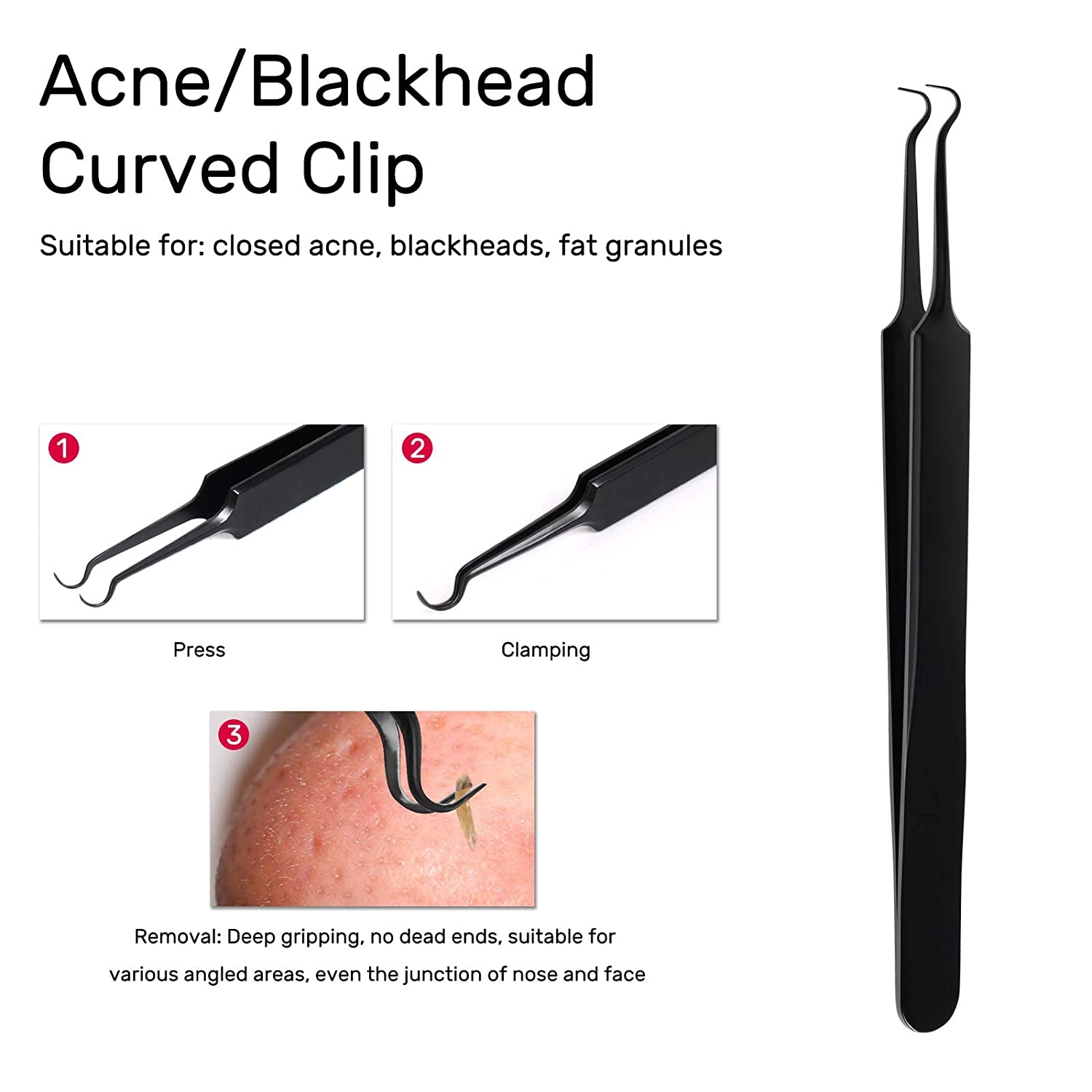 Blackhead Remover Tool,Jolifile 7Pcs Pimple Popper Tool Kit, Acne Extractor Tools with Tweezers,Removal Whitehead Comedone Tool Set for Facial Nose Care-Black Health & Beauty > Personal Care > Cosmetics > Cosmetic Tools > Skin Care Tools JOLIFILE   