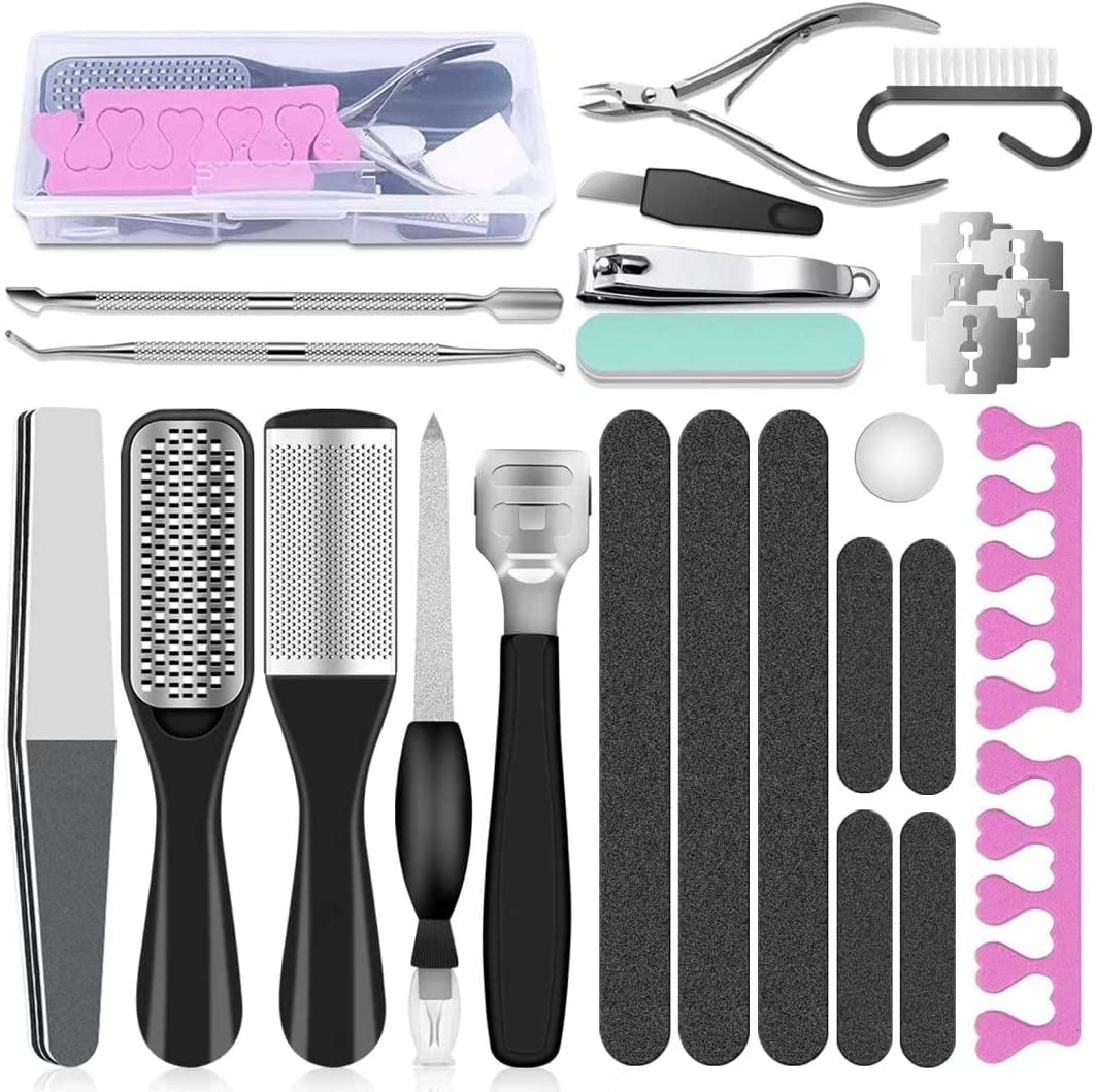 Professional Pedicure Tools Set, 23 in 1 Stainless Steel Foot Care Kit Foot Rasp Dead Skin Remover Pedicure Kit for Men Women Salon or Home Best Gift Health & Beauty > Personal Care > Foot Care Gearmatte   
