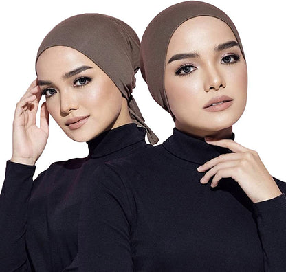 Chemo Headwear Hair Cover Inner Beanies Hat - 4 Packed Solid Bandana Skull Caps for Women Men Apparel & Accessories > Clothing Accessories > Headwear Qovelly   