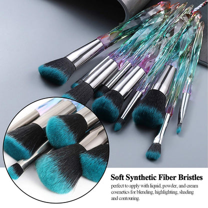 Kingtree Makeup Brush Set 10 PCS Crystal Makeup Brushes, Premium Synthetic Bristles Powder Foundation Blush Concealer Eye Shadow Eyeliner Eyebrow Brushes for Girls Ideal Beauty Tool for Women Health & Beauty > Personal Care > Cosmetics > Cosmetic Tools > Makeup Tools Kingtree   