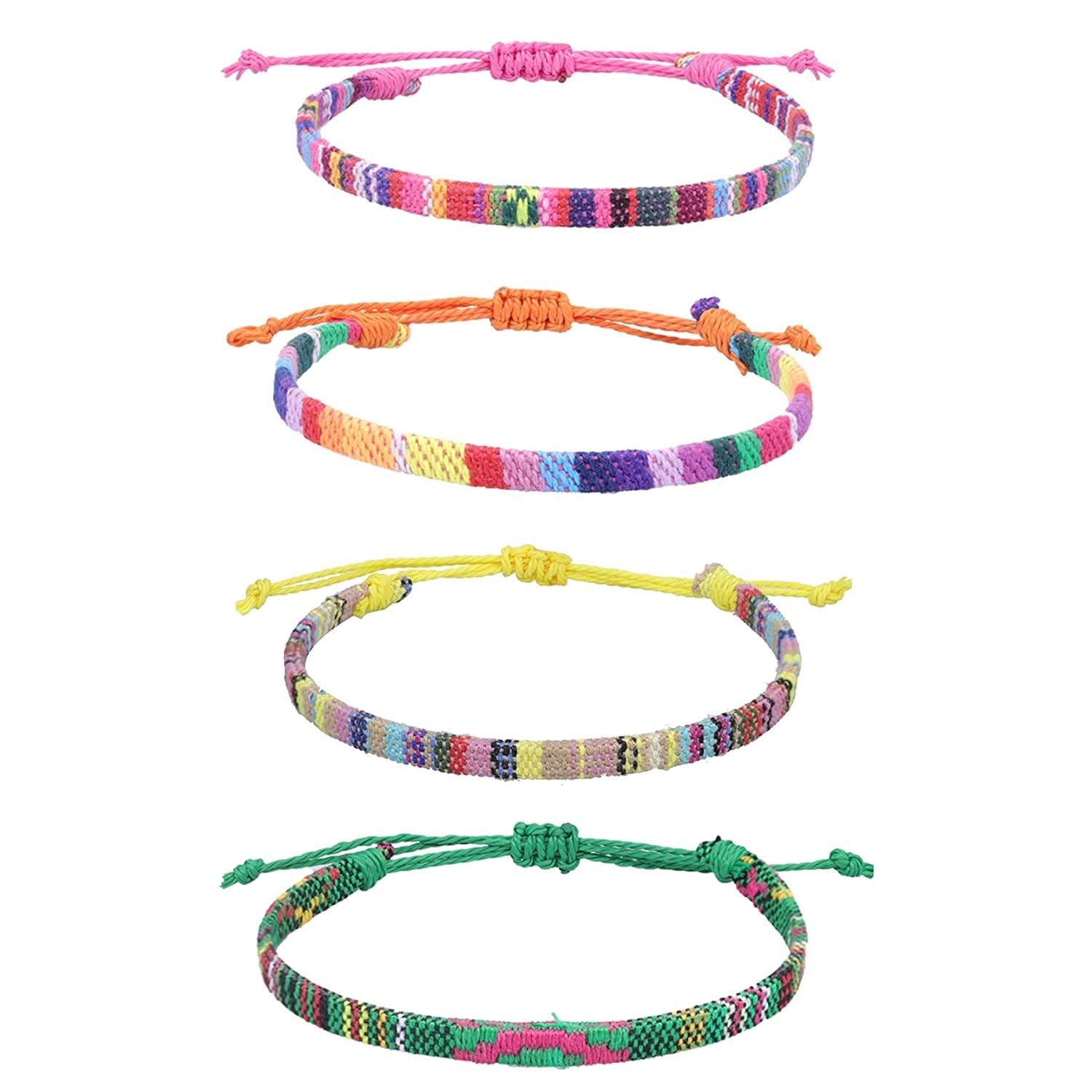 Bracelets for Men-2 Surfer Beach Bracelet Set-Holiday Gift-Hand Made Boho Bracelets -Outdoor Sports Men'S and Women'S Anklet -Ethnic Hippie Style Accessories Apparel & Accessories > Jewelry > Bracelets MEINESQIS pink+orange+yellow+green  