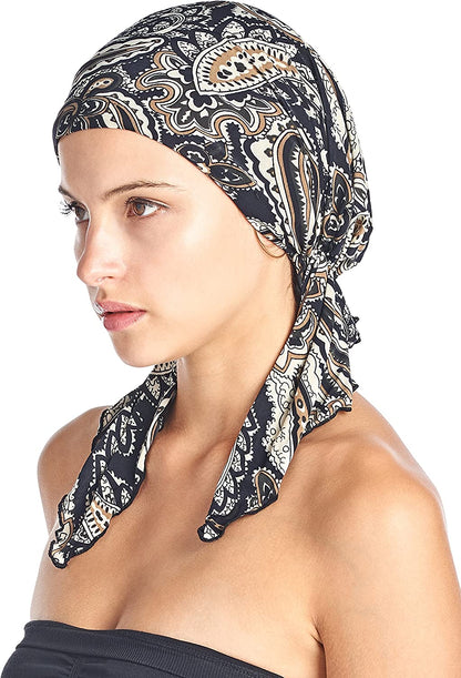 Ashford & Brooks Pre Tied Bandana Turban Chemo Head Scarf Sleep Hair Cover Hat Apparel & Accessories > Clothing Accessories > Bandanas & Headties Ashford & Brooks Paisley Navy One Size 