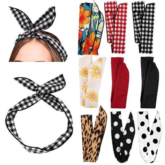 Wire Headbands for Women, Bow Headbands for Women, Wire Twist Headbands, Polka Dot Plaid Leopard Floral Headbands with Rabbit Ears, Tie Headbands for Women Girls 9 Patterns Washable Ajustable Size Bunny Ear Headbands Hair Accessories for Women Girls. Apparel & Accessories > Clothing Accessories > Bandanas & Headties ANBALA Style A  