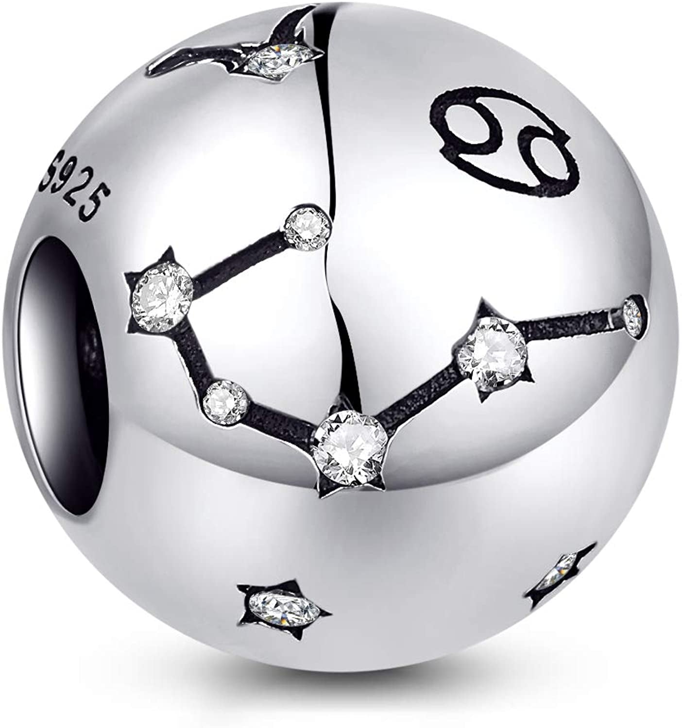 NINGAN 12 Zodiac Sign Birthday Charms - 925 Sterling Silver Charms Fits Women'S Charm Bracelet & Necklace - Birthday Gifts for Girls & Friends Apparel & Accessories > Jewelry > Bracelets NINGAN Cancer (06/22- 07/22)  