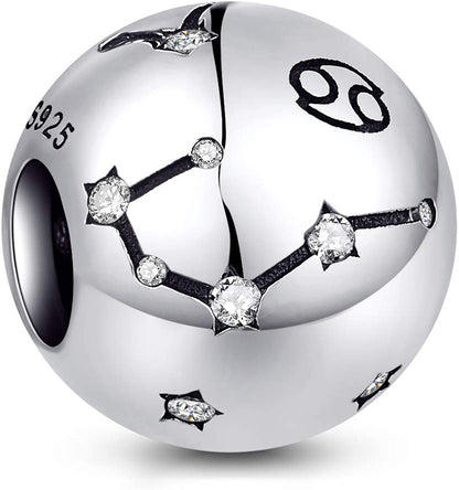 NINGAN 12 Zodiac Sign Birthday Charms - 925 Sterling Silver Charms Fits Women'S Charm Bracelet & Necklace - Birthday Gifts for Girls & Friends Apparel & Accessories > Jewelry > Bracelets NINGAN Cancer (06/22- 07/22)  