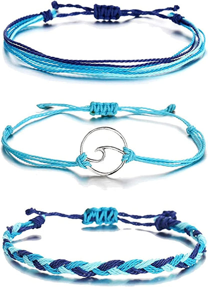 Choice of All String Bracelets for Teen Girls Boho Waterproof Bracelets Ankle Bracelets for Girls Christmas Gifts Wave Surfer Bracelets Summer Beach Anklets Apparel & Accessories > Jewelry > Anklets choice of all blue-3  