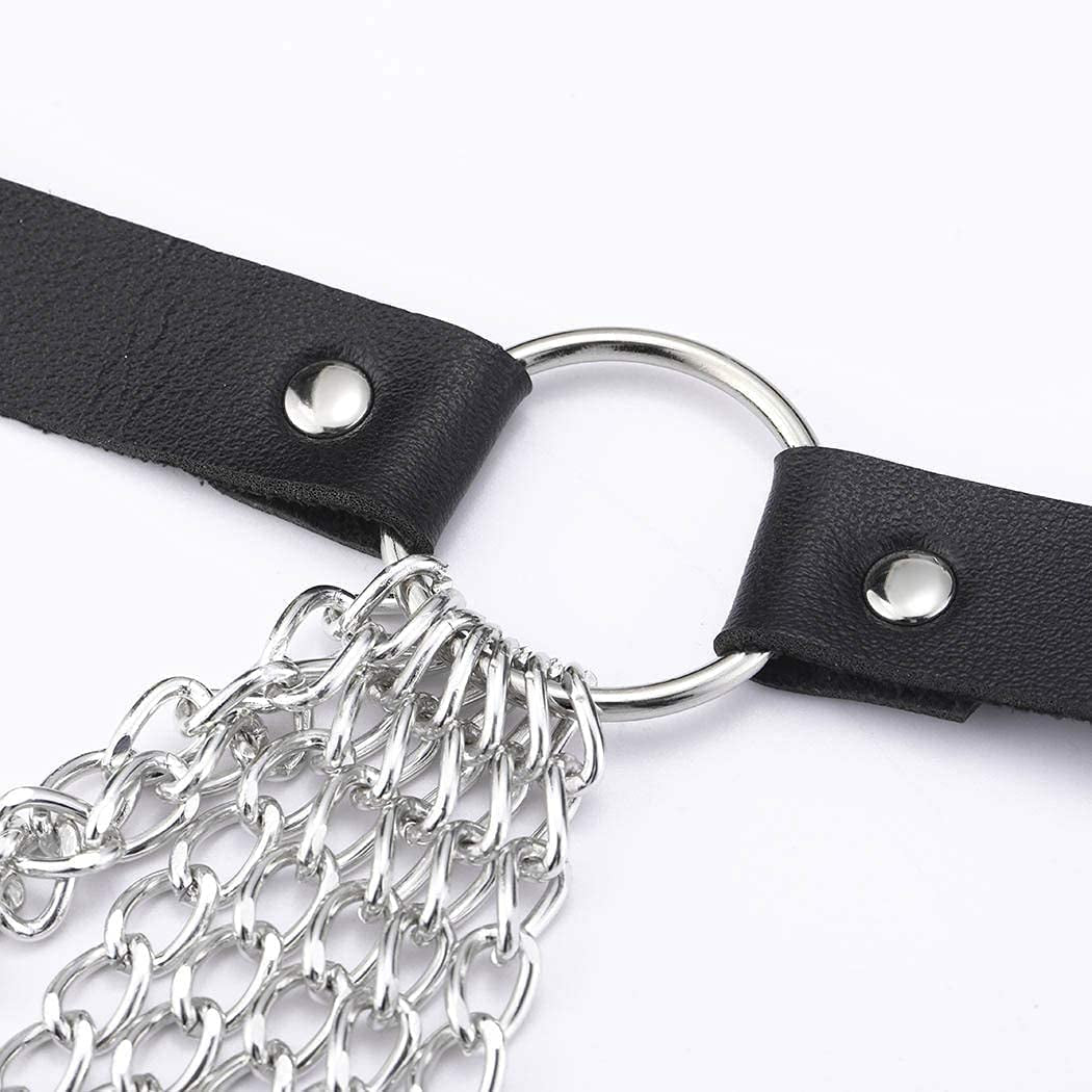 Victray Punk Black Waist Chain Belt Leather Layered Belly Body Chains Rave Body Jewelry Accessories for Women and Girls Apparel & Accessories > Jewelry > Body Jewelry Victray   