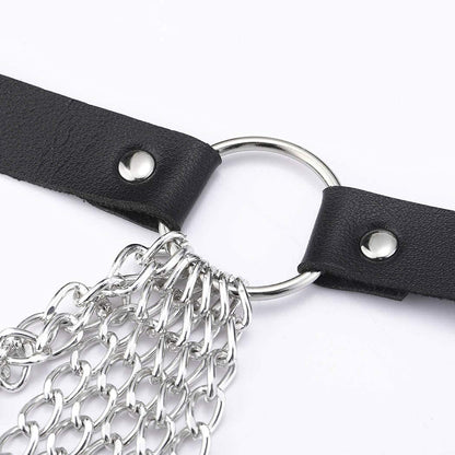Victray Punk Black Waist Chain Belt Leather Layered Belly Body Chains Rave Body Jewelry Accessories for Women and Girls Apparel & Accessories > Jewelry > Body Jewelry Victray   
