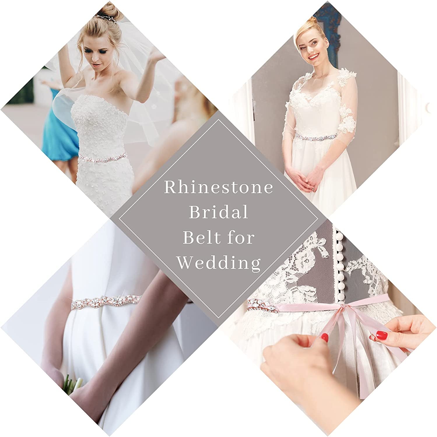Bling Handmade Rhinestone Bridal Belt Crystal Diamond Wedding Belt Ribbon Sash Apparel & Accessories > Clothing Accessories > Belts Geyoga   