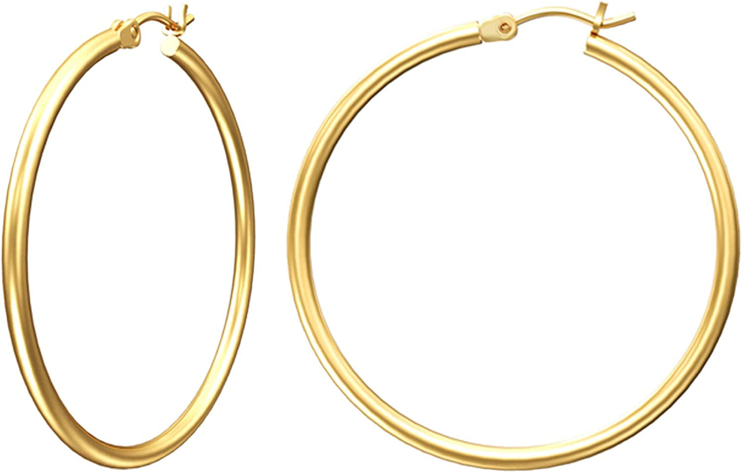 Gacimy Gold Hoop Earrings for Women 14K Real Gold Plated Hoops with 925 Sterling Silver Post Apparel & Accessories > Jewelry > Earrings Gacimy Gold 30mm  