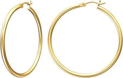 Gacimy Gold Hoop Earrings for Women 14K Real Gold Plated Hoops with 925 Sterling Silver Post Apparel & Accessories > Jewelry > Earrings Gacimy Gold 30mm  