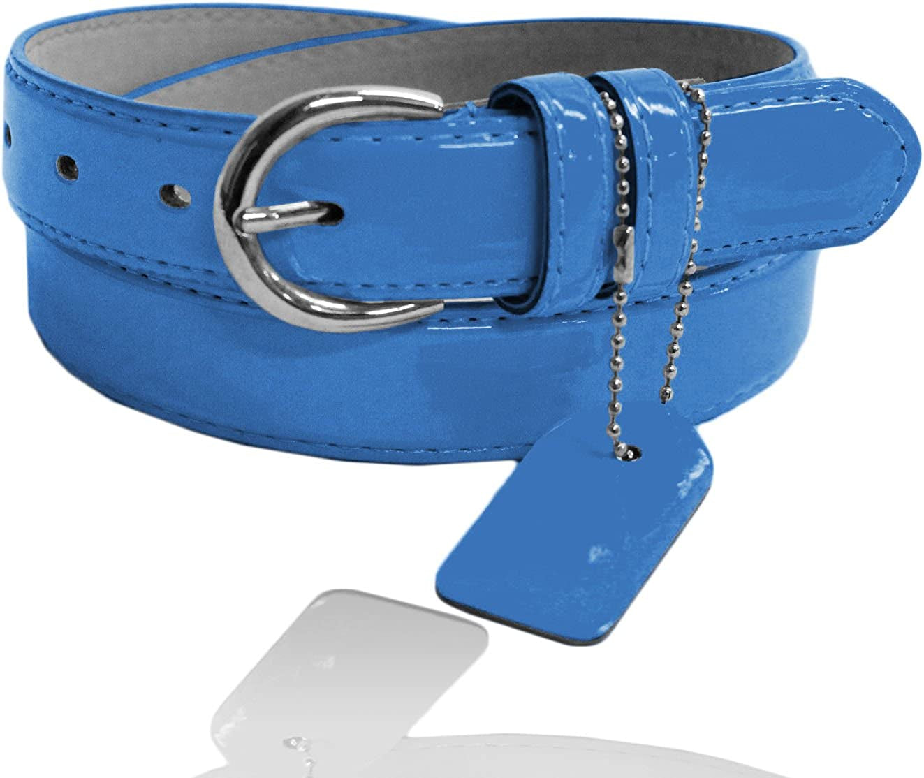 Women'S Casual Solid Colors Faux Leather 1" Belt with Single Prong Buckle Apparel & Accessories > Clothing Accessories > Belts JOTW Sky Blue XX-Large 