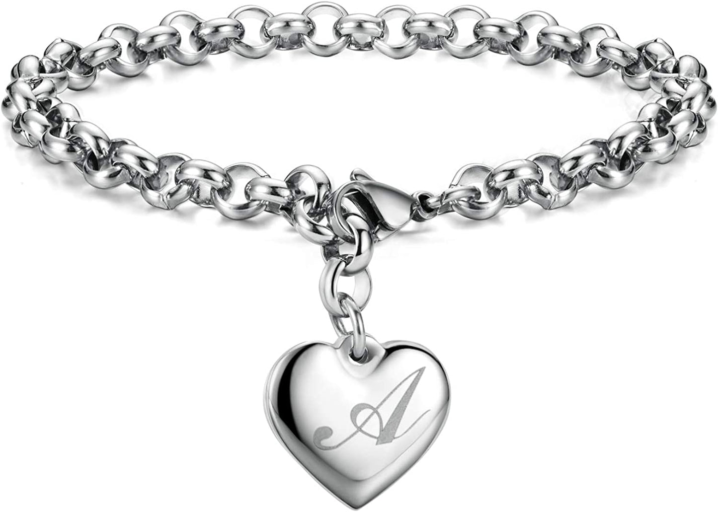 Heart Initial Charm Bracelets for Teen Girls Letters Alphabet Bracelet Jewelry for Girls Gifts for Teenage Girls Apparel & Accessories > Jewelry > Bracelets Monily A  