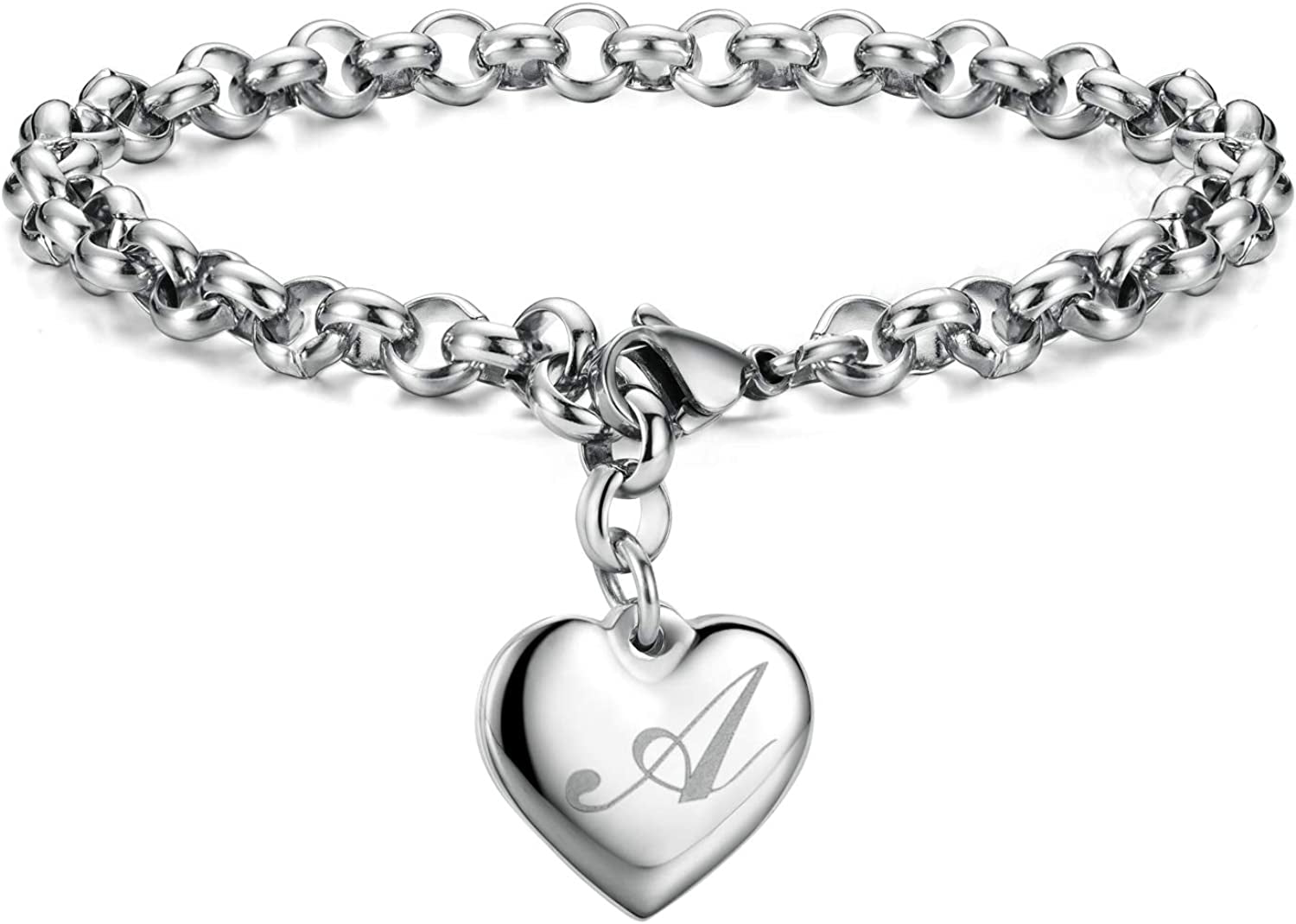 Heart Initial Charm Bracelets for Teen Girls Letters Alphabet Bracelet Jewelry for Girls Gifts for Teenage Girls Apparel & Accessories > Jewelry > Bracelets Monily A  