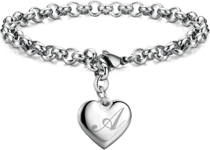 Heart Initial Charm Bracelets for Teen Girls Letters Alphabet Bracelet Jewelry for Girls Gifts for Teenage Girls Apparel & Accessories > Jewelry > Bracelets Monily A  