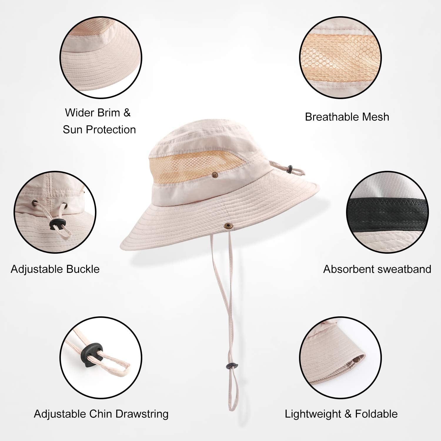 Sun Hat Women/Men, Fishing Hat with UPF 50+ UV Protection Wide Brim Bucket Hat Apparel & Accessories > Clothing Accessories > Hats Konikit   