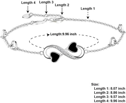 Infinity Ankle Bracelet for Women, 925 Sterling Silver Charm Adjustable Anklet, Large Bracelet Fine Jewelry ♥ Mothers Day Gifts ♥ White Gold / Rose Gold Plated Apparel & Accessories > Jewelry > Anklets PUPILLEMON   