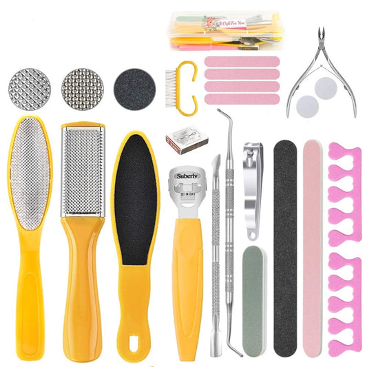 Pedicure Kit for Women, 20 in 1 Foot Care Pedicure Kit Stainless Steel, Foot Files Set with Nail Scrub Double Sided Files Foot Care for Women, Men, Home and Salon Health & Beauty > Personal Care > Foot Care LINCEDY   