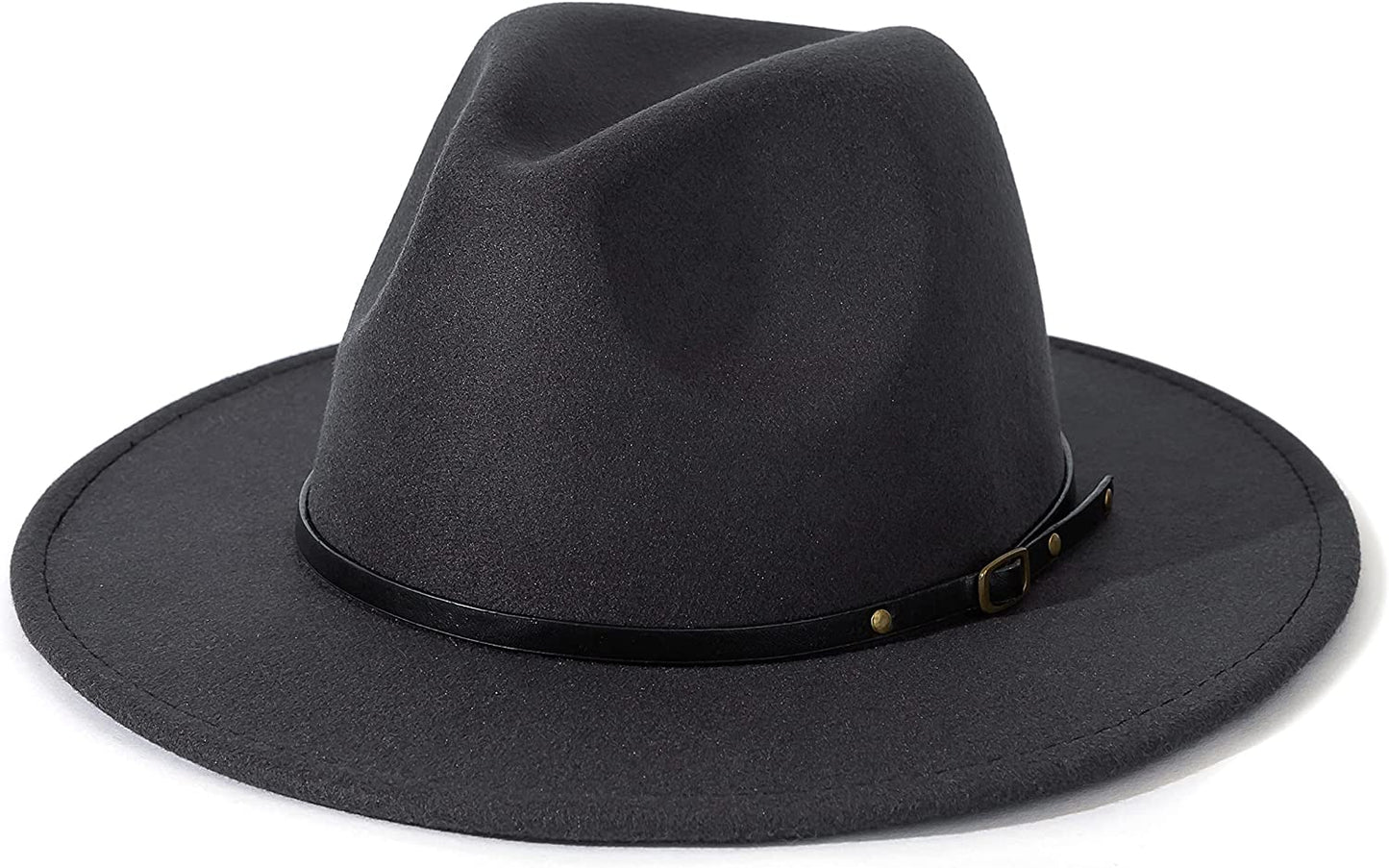 Lisianthus Women Belt Buckle Fedora Hat Apparel & Accessories > Clothing Accessories > Hats Lisianthus Deep Grey  