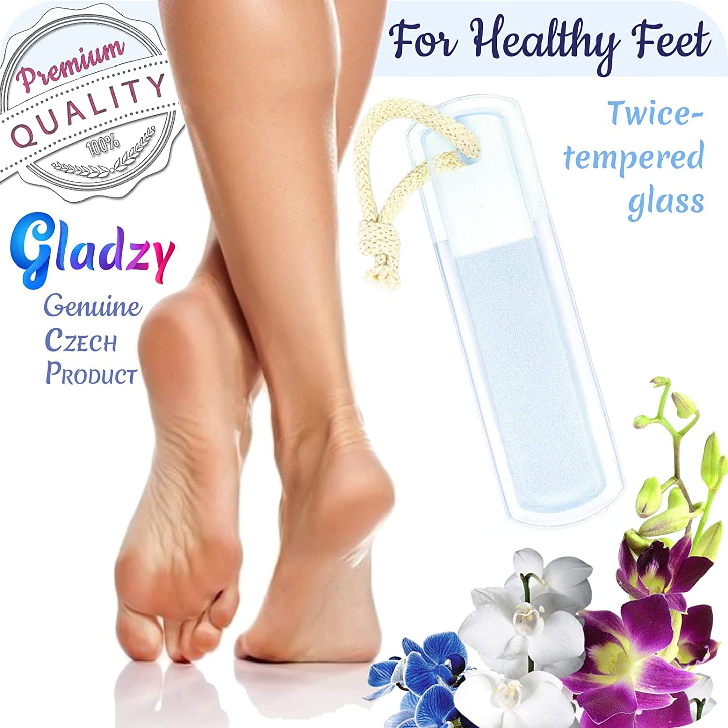 Genuine Czech Glass Nail File Set - Two-Sided Different Grit Surface, Callus Remover Foot Rasp, Manicure & Pedicure, Professional Nail Care, Wet & Dry Use, Cotton Towel, EU Quality (Green Aqua) Health & Beauty > Personal Care > Foot Care Gladzy   