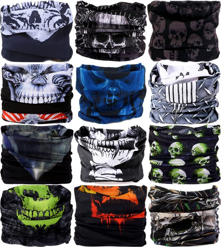 VANCROWN Headband Neck Gaiter Head Wrap Headwear Face Mask Magic Scarf Bandana for Men and Women Apparel & Accessories > Clothing Accessories > Headwear VANCROWN 12PCS.Skeletons 2  
