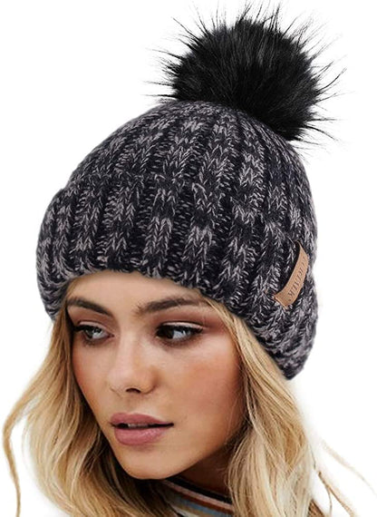 FURTALK Womens Winter Knitted Beanie Hat with Faux Fur Pom Warm Knit Skull Cap Beanie for Women… Apparel & Accessories > Clothing Accessories > Hats KYLIE MAX   