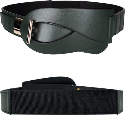 FIORETTO Dress Belts for Women, Wide Black Elastic Belt, Fashion Cinch Belt, Genuine Leather/Pu Leather Ladies Waist Belts Apparel & Accessories > Clothing Accessories > Belts FIORETTO   