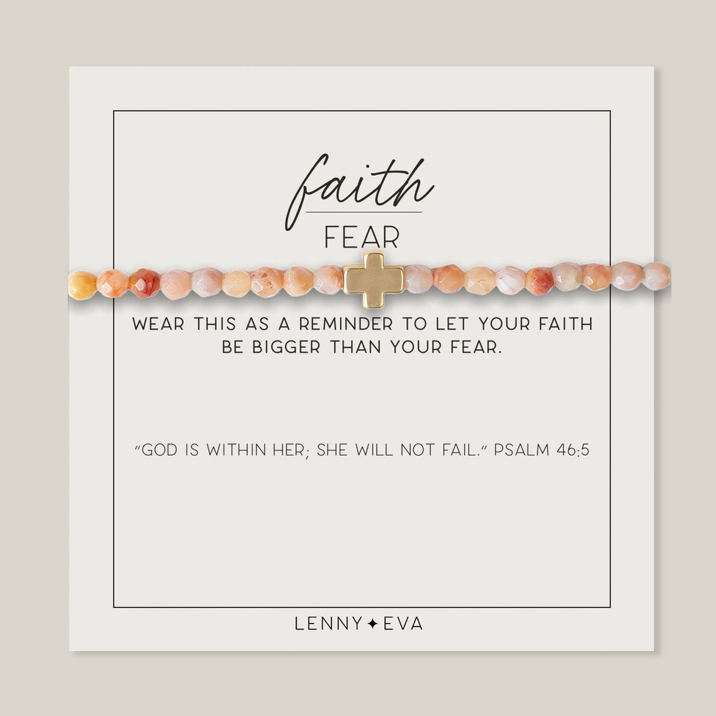 Lenny & Eva Faith over Fear Cross Stretchable Bracelets for Women, Inspirational Jewelry with Message on Card Apparel & Accessories > Jewelry > Bracelets Lenny & Eva Moonstone-Gold Bracelet 