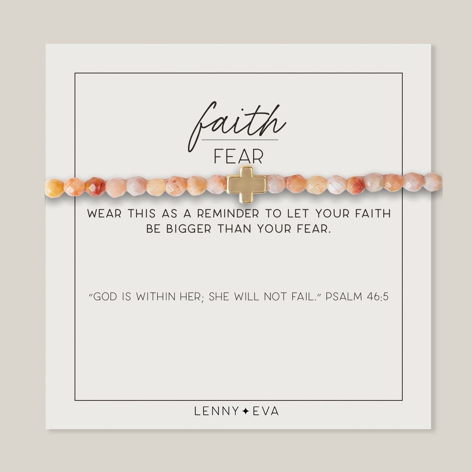 Lenny & Eva Faith over Fear Cross Stretchable Bracelets for Women, Inspirational Jewelry with Message on Card Apparel & Accessories > Jewelry > Bracelets Lenny & Eva Moonstone-Gold Bracelet 