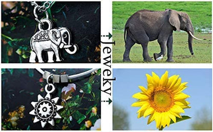 Jeweky Vintage Layered Ankle Bracelets Sunflower Silver Anklets Chain Elephant Beach Foot Jewelry for Women and Girls Apparel & Accessories > Jewelry > Anklets Jeweky   
