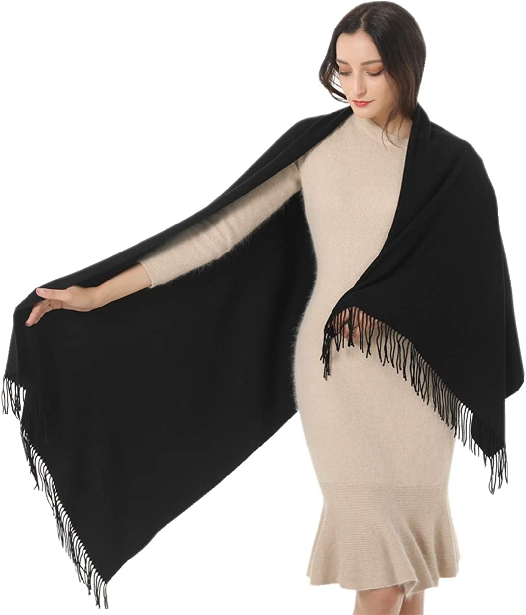 Women Shawl Wrap Scarf Pashmina Gifts Idea Wedding Christmas Birthday Large Soft Stole Apparel & Accessories > Clothing Accessories > Scarves & Shawls Gomust Black  