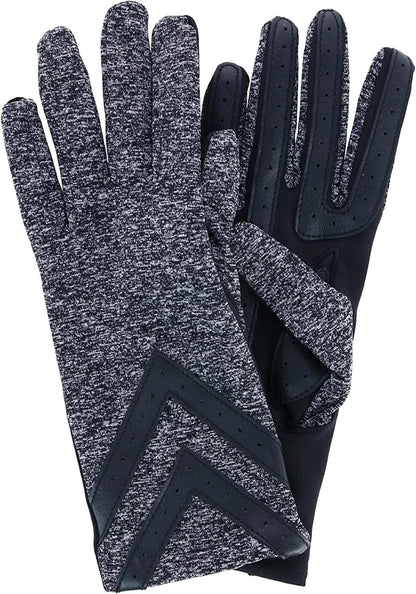 Isotoner Spandex 3-Button Length Chevron Gloves Style A30276 Apparel & Accessories > Clothing Accessories > Gloves & Mittens Isotoner Black Heather Small/Medium 