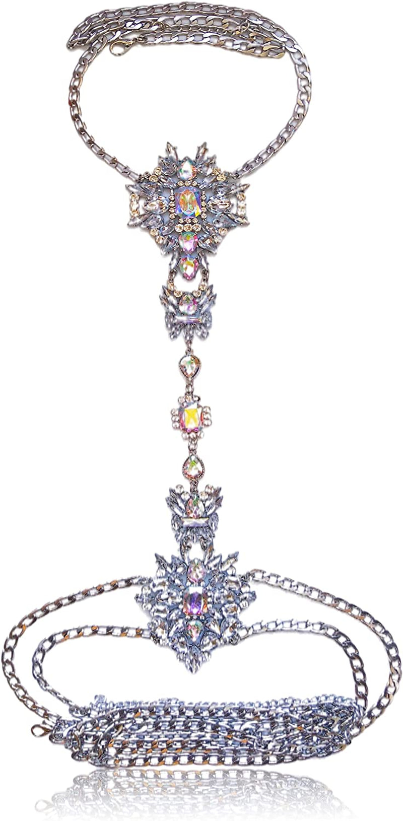 NABROJ Crystal Body Chains Jewelry for Women Sexy Rhinestone Bra plus Size Gold Waist Chest Chain -Shoulder Necklace Festival Body Chain Costume Jewelry Apparel & Accessories > Jewelry > Body Jewelry NABROJ White AB  