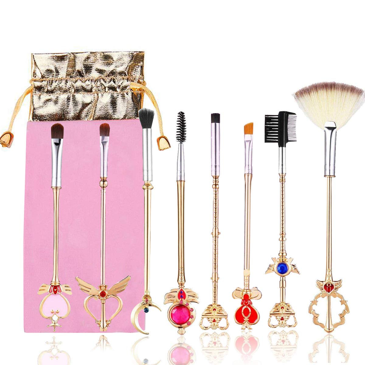 Makeup Brushes Set,Magic 5Pcs Cosmetic Brushes Wand Kit for Women Eye Shadow Eyeliner Blending Pencil Lip Foundation Brushes with Gift Bag,Bright Gold Health & Beauty > Personal Care > Cosmetics > Cosmetic Tools > Makeup Tools Van Billion Champagne Gold  