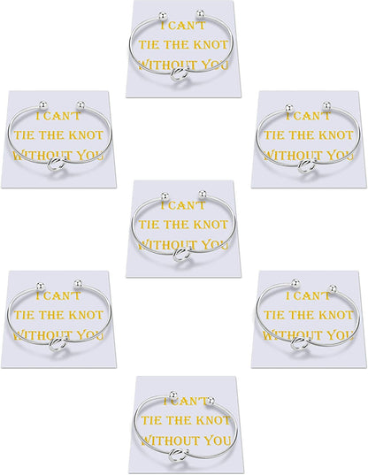 CHICNOW I Can'T Tie the Knot without You Bridesmaid Gift Cards Bridesmaid Bracelets Silver Tone- Set of 4,5,6 Apparel & Accessories > Jewelry > Bracelets Chicnow C. Silver Tone 7PCs  