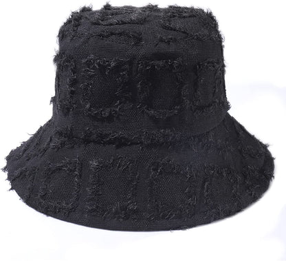 HZEYN Sun Hats for Women Summer Casual Frayed Bucket Hat Beach Vacation Travel Accessories UPF 50+ Apparel & Accessories > Clothing Accessories > Hats HZEYN Black  