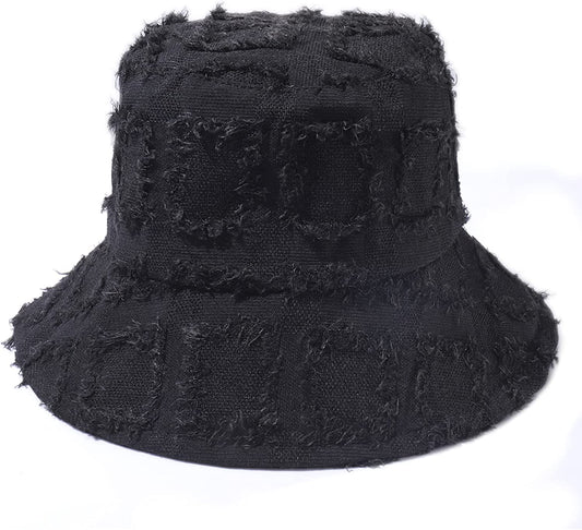 HZEYN Sun Hats for Women Summer Casual Frayed Bucket Hat Beach Vacation Travel Accessories UPF 50+ Apparel & Accessories > Clothing Accessories > Hats HZEYN Black  