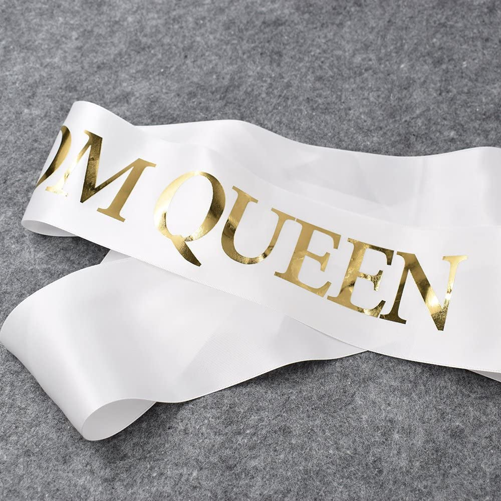 Ttcorock"Prom King" And"Prom Queen" Sashes - Graduation Party School Party Accessories, White with Gold Print Apparel & Accessories > Clothing Accessories > Sashes TTCOROCK   