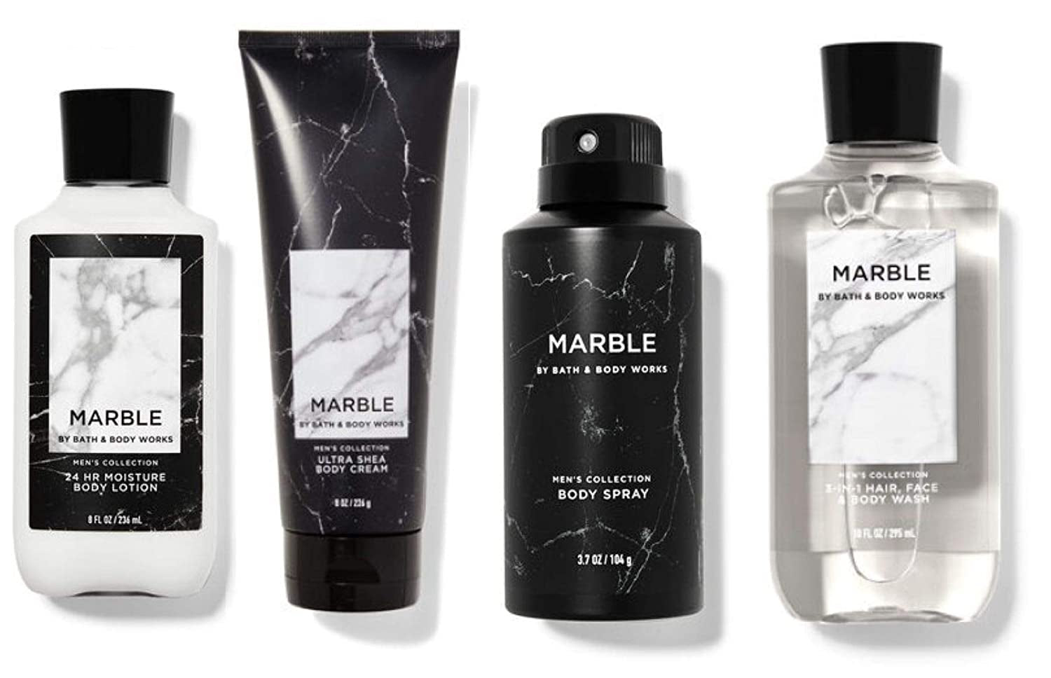 BATH and BODY WORKS MARBLE for MEN DELUXE GIFT SET - Deodorizing Body Spray - Body Lotion - Body Wash & Body Cream - FULL SIZE Health & Beauty > Personal Care > Cosmetics > Bath & Body Bath & Body Works   