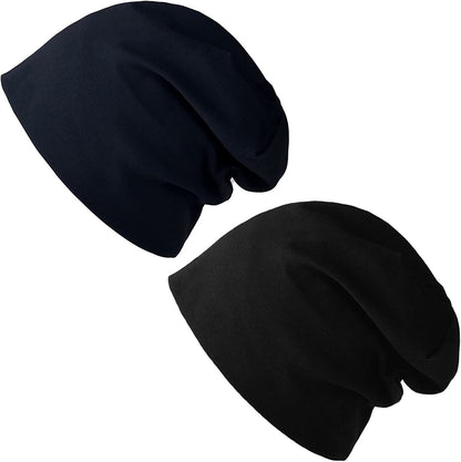 FURTALK Beanie for Womens Men Slouchy Cotton Beanies Summer Soft Skull Cap Lightweight Chemo Headwear Apparel & Accessories > Clothing Accessories > Headwear KYLIE MAX Black+navy  