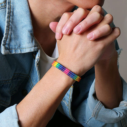 Nanafast Rainbow LGBT Pride Bracelet Handmade Braided Friendship String Bracelet for Gay & Lesbian LGBTQ Wristband Adjustable Size Apparel & Accessories > Jewelry > Anklets Nanafast   