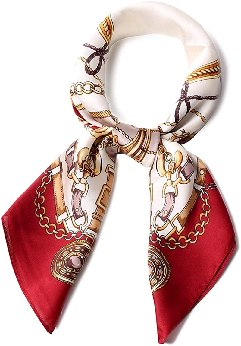 Women'S Fashion Soft Large Satin Square Chiffon Polyester Scarf Set Head Neck Multiuse Solid Colors Available Apparel & Accessories > Clothing Accessories > Bandanas & Headties Persmileful S3 Wine Red  