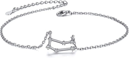 Chicsilver 12 Constellation Zodiac Anklet for Women Girls Sterling Silver Cubic Zirconia Horoscope Ankle Bracelets, 8"-10" Adjustable(With Gift Box) Apparel & Accessories > Jewelry > Anklets ChicSilver Jewelry Gemini (May 21 - Jun 20)  