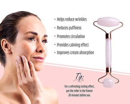 Rose Quartz Roller for Face - Facial Massage Tool for Natural Beauty Skin Care - Pink Face Roller Reduces Dark Eye Circles and Puffiness with 100% Authentic Quartz Crystal, by True Rose Beauty Health & Beauty > Personal Care > Cosmetics > Cosmetic Tools > Skin Care Tools True Rose Beauty   