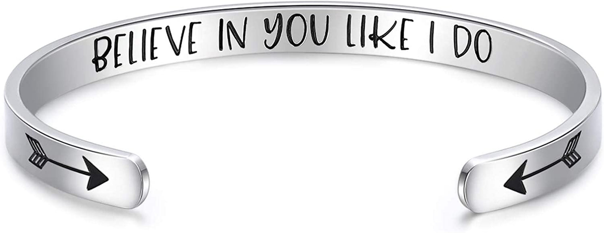 CERSLIMO Inspirational Gifts for Women Bracelet, Personalized Inspire Quotes Cuff Bangle Friendship Jewelry Graduation Encouragement Gift for Her Teen Girls Apparel & Accessories > Jewelry > Bracelets CERSLIMO BELIEVE IN YOU LIKE I DO  