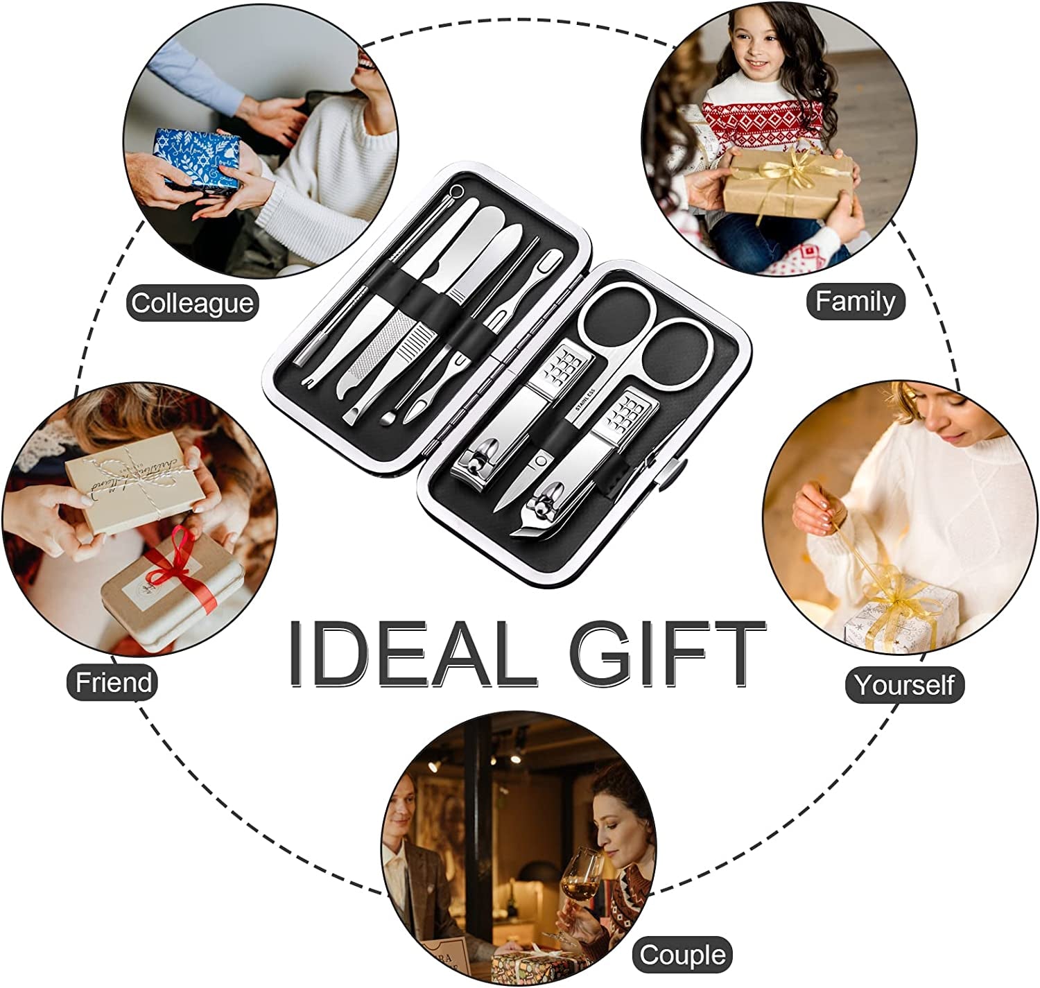 Manicure Set Nail Clipper Kit, 9 Pieces Portable Travel Nail Kit Nail Grooming Kit with Black Leather Bag Suitable for Home Outdoor Travel Gift Giving Beauty Salon Health & Beauty > Personal Care > Foot Care Tufusiur   