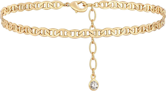 Gold Dainty Anklet,14K Gold Plated Boho CZ Star Beach Cute Pig Nose Tassel Disc Foot Chain Ankle Bracelet Lace Chain Anklet for Women… Apparel & Accessories > Jewelry > Anklets Mevecco Chain  