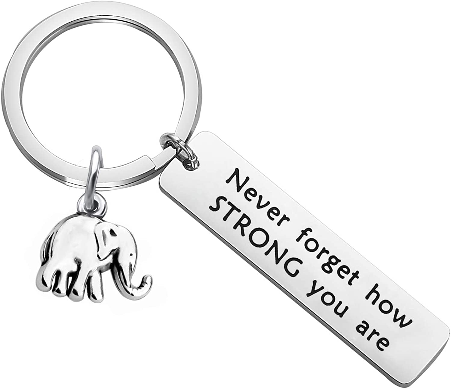 MYOSPARK Elephant Keychain Don'T Forget How Strong You Are Inspirational Gift for Graduate Elephant Lovers Apparel & Accessories > Jewelry > Necklaces MYOSPARK Elephant Keychain 2  