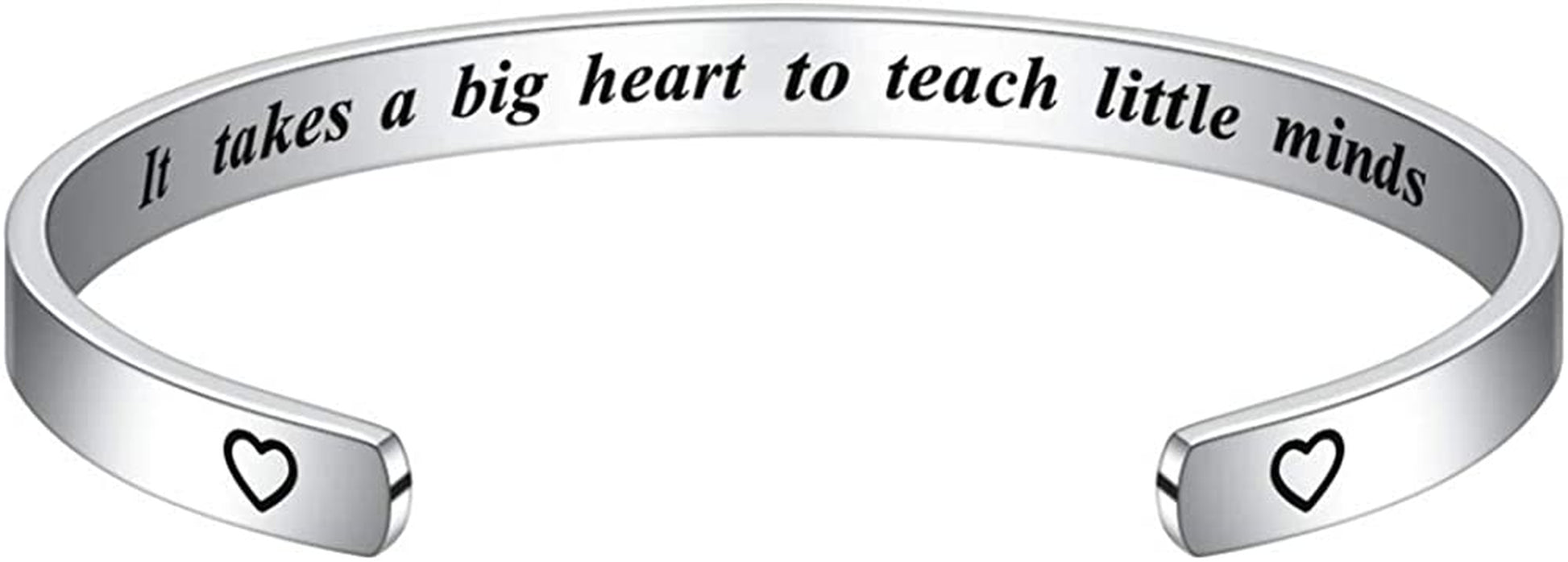 M MOOHAM Bracelets for Women- Engraved Quote Inspirational Bracelet Birthday Christmas Funny Gifts for Best Friend, Daughter, Son, Sister, Niece, Mom, Coworkers, Stainless Steel Jewelry Apparel & Accessories > Jewelry > Bracelets M MOOHAM It takes a big heart to teach little minds  