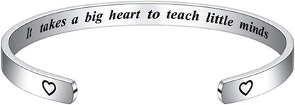 M MOOHAM Bracelets for Women- Engraved Quote Inspirational Bracelet Birthday Christmas Funny Gifts for Best Friend, Daughter, Son, Sister, Niece, Mom, Coworkers, Stainless Steel Jewelry Apparel & Accessories > Jewelry > Bracelets M MOOHAM It takes a big heart to teach little minds  